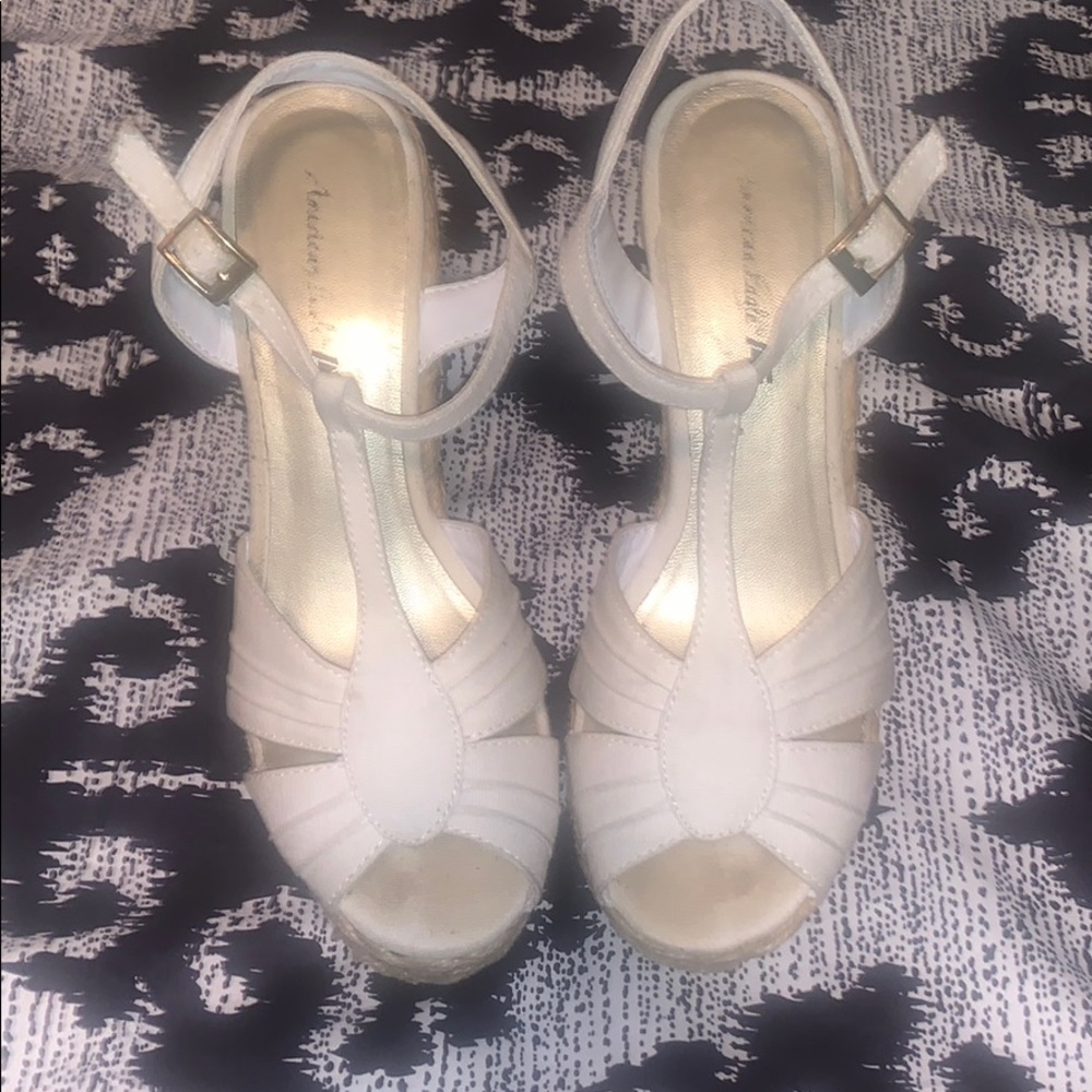 Used white espadrille wedges